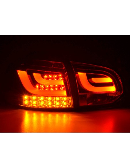 Fanali posteriori a LED set VW Golf 6 tipo 1K dal 2008 al 2012 rosso / trasparente con indicatori LED
