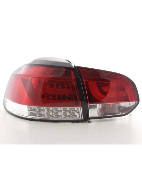 Fanali posteriori a LED set VW Golf 6 tipo 1K dal 2008 al 2012 rosso / trasparente con indicatori LED