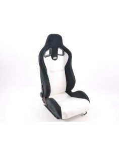 Sedili sportivi FK Seggiolini auto semiguscio Set Columbus pelle sintetica bianco / nero con binari di scorrimento 2