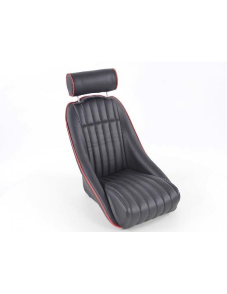 FK Oldtimersitze Sedili avvolgenti per auto Set Montgomery in un look retrò nero / rosso