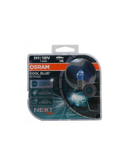 OSRAM COOL BLUE INTENSE NEXT GEN H1 Proiettore alogeno 64150CBN-HCB 12V Scatola di copertura rigida (2 unità)