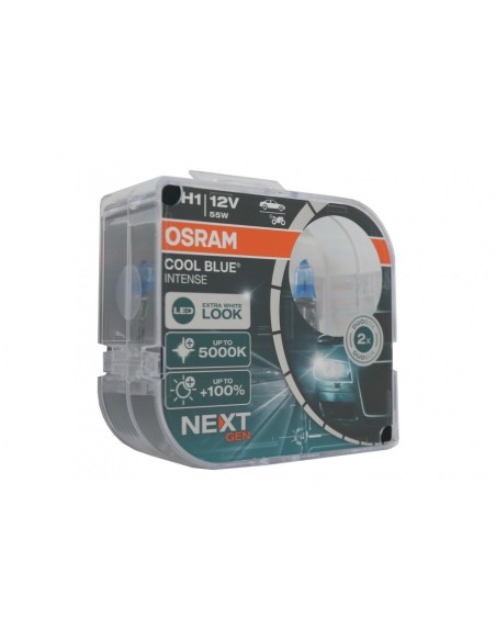 OSRAM COOL BLUE INTENSE NEXT GEN H1 Proiettore alogeno 64150CBN-HCB 12V Scatola di copertura rigida (2 unità)