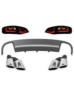 Paraurti posteriore Valance diffusore d'aria e scarico con luci posteriori dinamico LED nero-fumo per AUDI A4