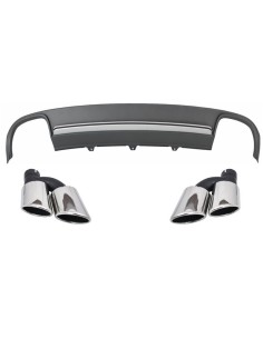 Paraurti posteriore Valance diffusore d'aria e scarico con luci posteriori dinamico LED nero-fumo per AUDI A4 2