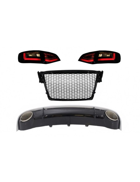 Paraurti posteriore Diffusore con griglia centrale e luci posteriori a LED per AUDI A4 B8 Avant