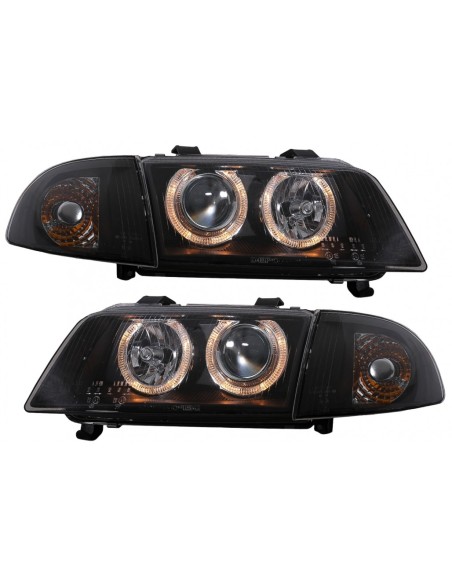 Fari per Audi A4 B5 (11.1994-12.1998) Angel Eyes 2 Halo Cerchi Nero