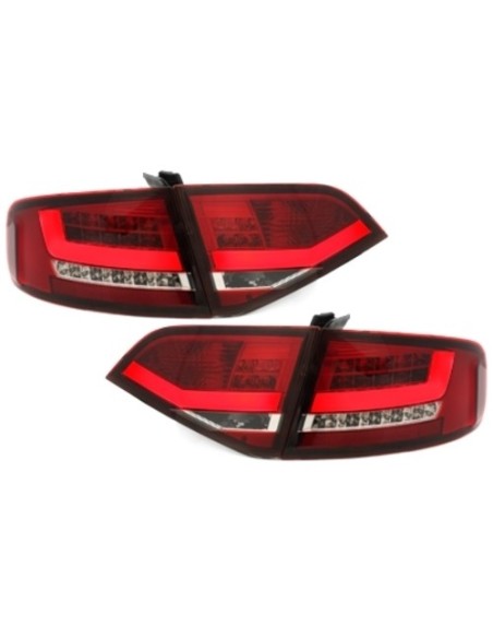 Fanali posteriori a LED con Diffusore posteriore e punte di scarico per AUDI A4 B8 8K Berlina (07-10) Rosso - Chiaro