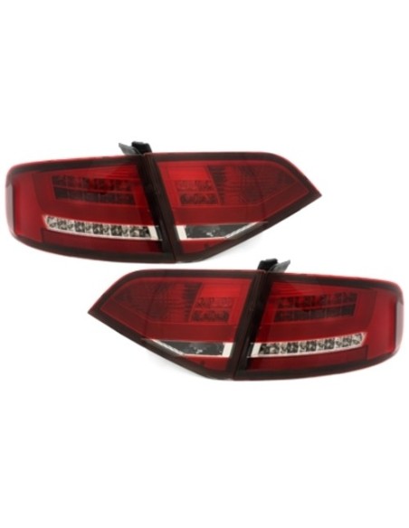 Fanali posteriori a LED con Diffusore posteriore e punte di scarico per AUDI A4 B8 8K Berlina (07-10) Rosso - Chiaro