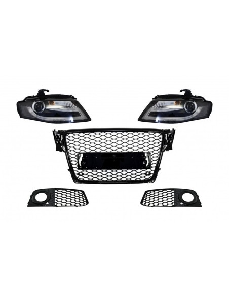 Badgeless anteriore griglia con coperture per lampade fendinebbia e fari a LED diurni per AUDI A4 B8 (08-11)