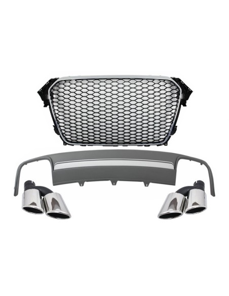 Montaggio Griglia centrale w/ paraurti posteriore Valance Diffusore d'aria e per AUDI A4 B8 Facelift (12-15)