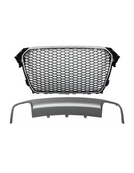 Assemblea centrale griglia w/ paraurti posteriore Valance diffusore d'aria per AUDI A4 B8 Facelift (12-15)