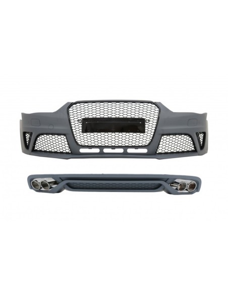 Paraurti anteriore w/ Diffusore posteriore e silenziatore di scarico suggerimenti per Audi A4 B8 berlina Facelift (12-15)