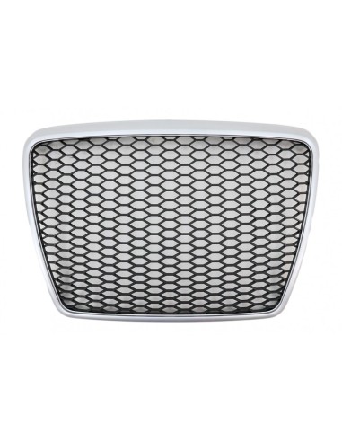 Autolod - Ricambi per auto online|Badgeless griglia anteriore Audi A6 4F C6 (04-11) Honeycomb RS Design bordo argento