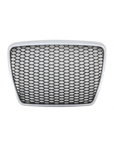 Badgeless griglia anteriore Audi A6 4F C6 (04-11) Honeycomb RS Design bordo argento