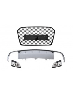 Paraurti posteriore Valance diffusore con scarico e griglia per Audi A6 4G Facelift (15-18) Limousine Avant RS6 Design.