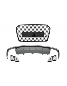 Paraurti posteriore Valance diffusore con scarico e griglia anteriore per Audi A6 4G Facelift (15-18) berlina Limousine.