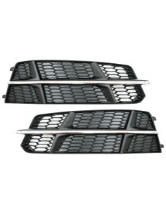 Paraurti inferiore griglia copre griglie laterali per Audi A6 C7 4G S-Line Facelift (15-18) Nero Chrome.