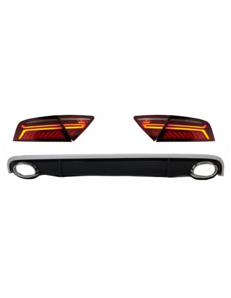 Paraurti diffusore d'aria e scarico suggerimenti w/ LED luci posteriori per AUDI A7 4G (10-14) RS7 Design