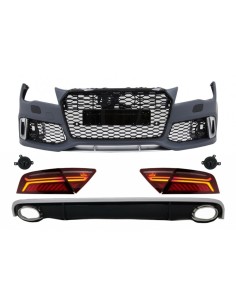 Paraurti anteriore e diffusore posteriore w/ luci posteriori a LED per Audi A7 4G Pre-Facelift (10-14) RS7 Design
