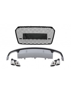 Paraurti Valance diffusore d'aria w/ scarico e griglia anteriore per Audi A7 4G Facelift (15-17) S7 Design