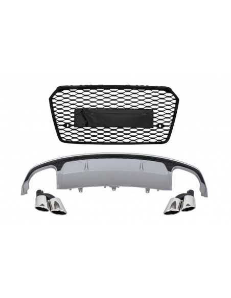 Paraurti Valance diffusore d'aria w/ scarico e griglia anteriore per Audi A7 4G Facelift (15-17) S7 Design