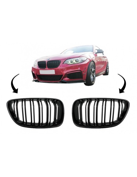 Griglie renali centrali per BMW 2 Serie F22 F23 F87 (14-up) Doppia striscia M