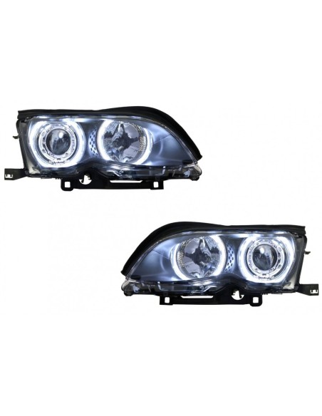 Angelo LED Occhi Fari per BMW 3 Serie E46 (09.01-03.05) Xenon Design Nero