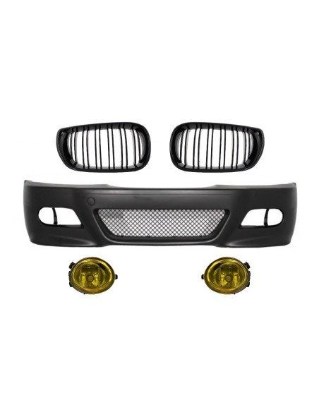 Paraurti Anteriore w/ Fendinebbia per BMW Serie 3 E46 (1998-04) M3 Look e Griglia Centrale Renale Doppia Striscia