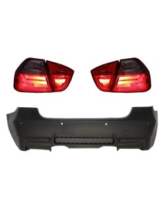 Paraurti Posteriore Design M3 con PDC e Luci LED Rosso-Fumo per BMW 3 Serie E90 05-08