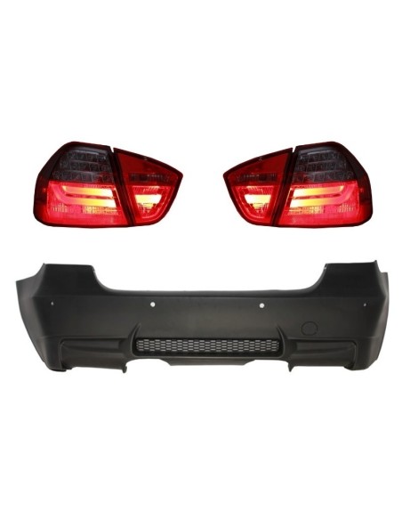 Paraurti Posteriore Design M3 con PDC e Luci LED Rosso-Fumo per BMW 3 Serie E90 05-08