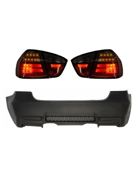 Paraurti Posteriore Design M3 senza PDC e Luci LED Rosso-Fumo per BMW 3 Serie E90 05-08