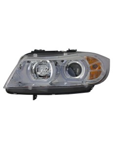 Fari 3D LED Angel Eyes per BMW E90 E91 (03.05-08.08) U-Type Cromo HID 2