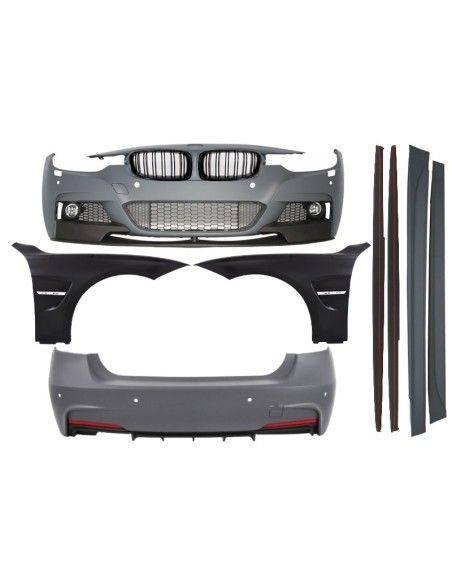Kit Completo per BMW F30 (11+) con Parafanghi Anteriori e Griglie Centrali Piano Nero