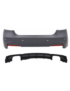 Paraurti posteriore M-Technik con diffusore singolo-doppio nero piano M per BMW 3 Serie