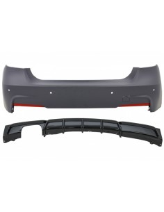 Paraurti posteriore M-Technik Design con Diffusore Spoiler Piano nero sinistra doppia uscita per BMW 3 Serie F30 11+