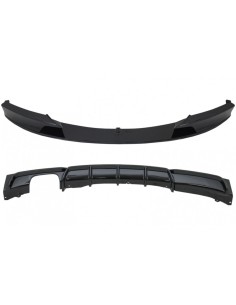Paraurti anteriore spoiler e paraurti posteriore spoiler con diffusore nero lucido per BMW 3 serie F30 F31 (11-up)