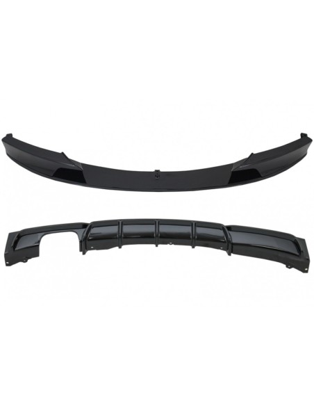 Paraurti anteriore spoiler e paraurti posteriore spoiler con diffusore nero lucido per BMW 3 serie F30 F31 (11-up)