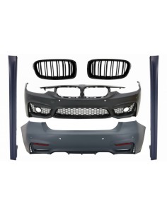 Kit per BMW Serie 3 F30 Non LCI e LCI (11-18) con Gonne laterali e griglie centrali Doppia striscia M3 Sport EVO Design