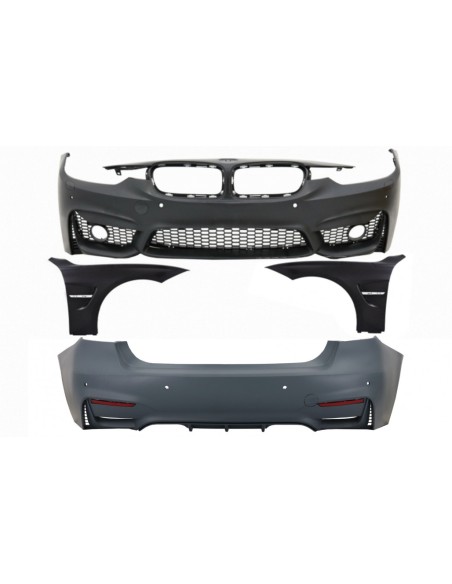 Kit completo per BMW Serie 3 F30 (11-19) con parafanghi anteriori e cofano in carbonio lucido