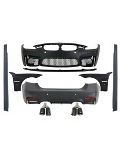 Kit completo per BMW 3 serie F30 (11-19) con doppie punte in carbonio e parafanghi anteriori neri e cofano