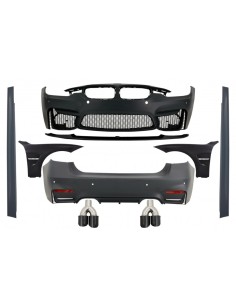 Corredo completo per BMW 3 serie F30 (11-19) con doppie punte Cromate e parafanghi anteriori neri e cofano
