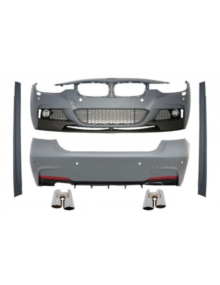 Completo Kit Dual Twin Scarico Suggerimenti Cromati per BMW 3 Serie F30 (11-19)