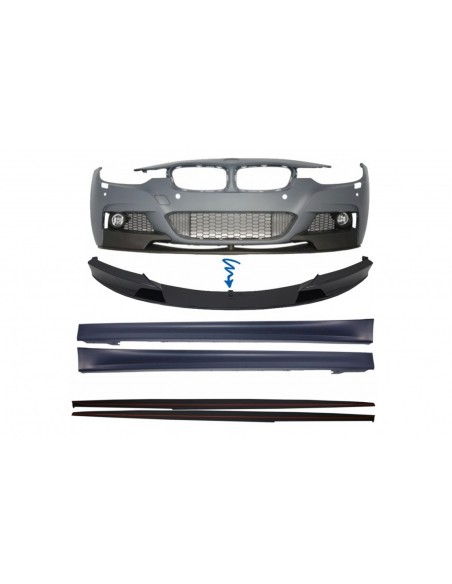 Paraurti Anteriore Spoiler con Laterali Gonne ed Estensioni Add-on Lip per BMW 3 Serie F30 F31 Sedan Touring (11-18)
