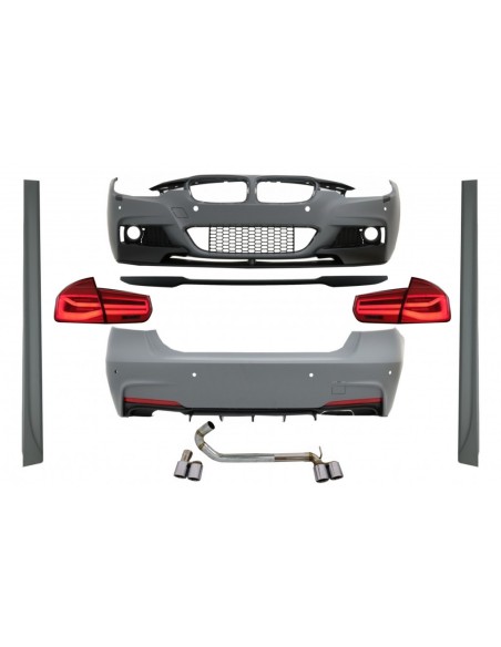 Corredo completo per BMW 3 serie F30 (11-19) con spoiler del tronco e LED luci posteriori dinamiche.