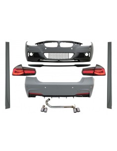 Corredo completo per BMW 3 serie F30 (11-19) con spoiler del tronco e LED luci posteriori dinamico fumo rosso.