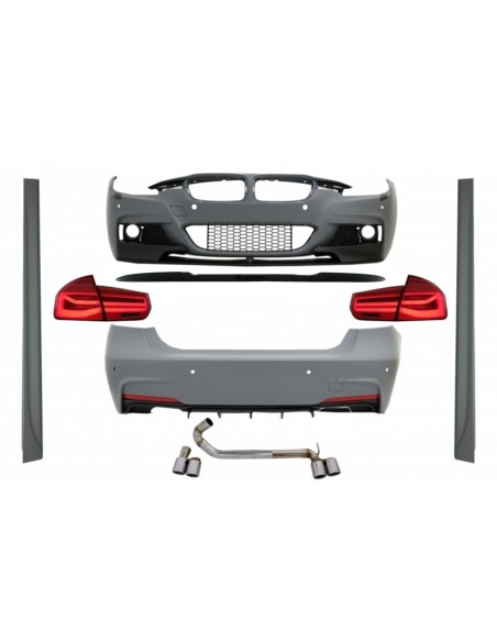 Kit completo per BMW Serie 3 F30 (11-19) con Trunk Spoiler Piano Nero e LED Fanali Posteriori Dinamici.