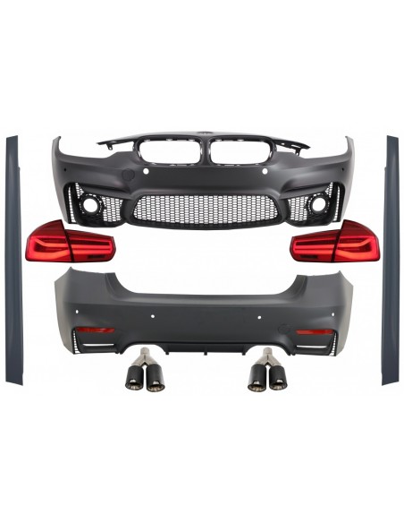 Corredo per BMW 3 serie F30 (11-19) con LED luci posteriori sequenziale e doppio doppio scarico carbonio.