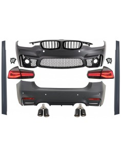 Kit per BMW 3 serie F30 (11-19) con LED luci posteriori sequenziale e scarico carbonio.