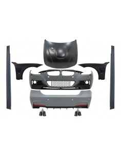 Kit completo per BMW 3 serie F30 (11-19) con doppie punte in carbonio e parafanghi anteriori neri e cofano