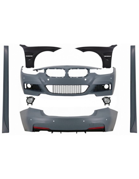 Kit con parafanghi anteriori e fender antinebbia per BMW Serie 3 F30 (11-19) Design M-Technik.